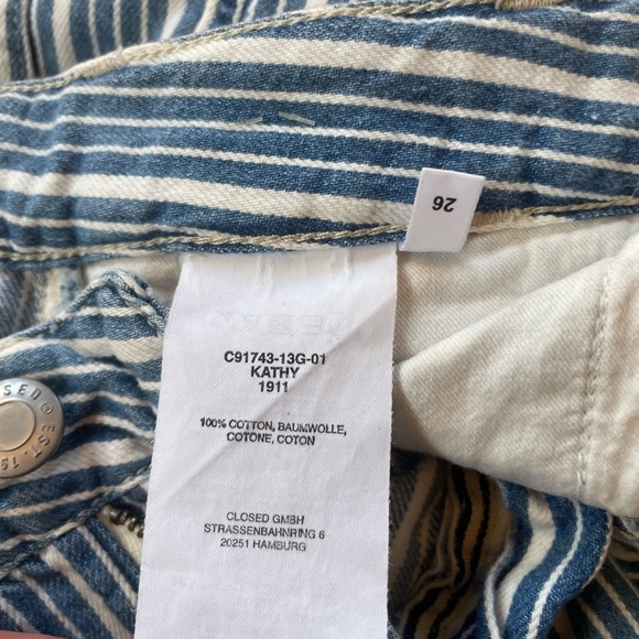 CLOSED Denim Jeans Blue and White Stripe size 26 - Picture 7 of 11